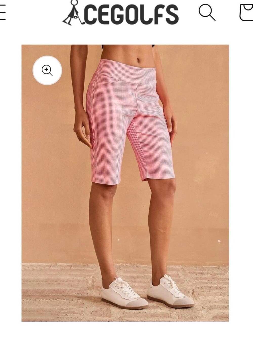 ACEGOLFS Pink Gingham Bermuda Golf Shorts